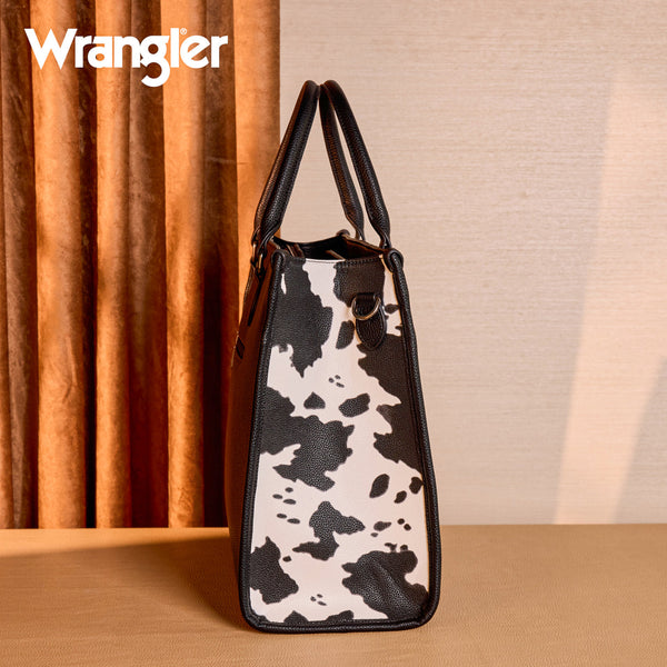 Wrangler Cow and Black Carry All Large Tote Bag-WG389-8119COW-BK