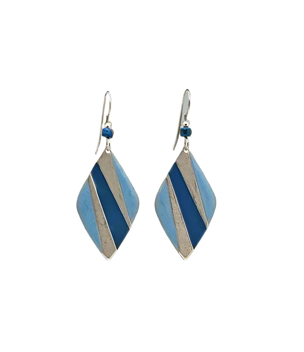 Silver Forest Earring Pastel Blue and Silver Drop - NE-1477A