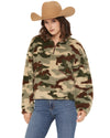 Rock & Roll Ladies Camo Print Sherpa Pullover - BW91C07007