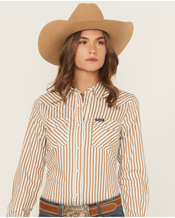 Wrangler Ladies Retro Vertical Striped Long Sleeve Snap Shirt 112371901