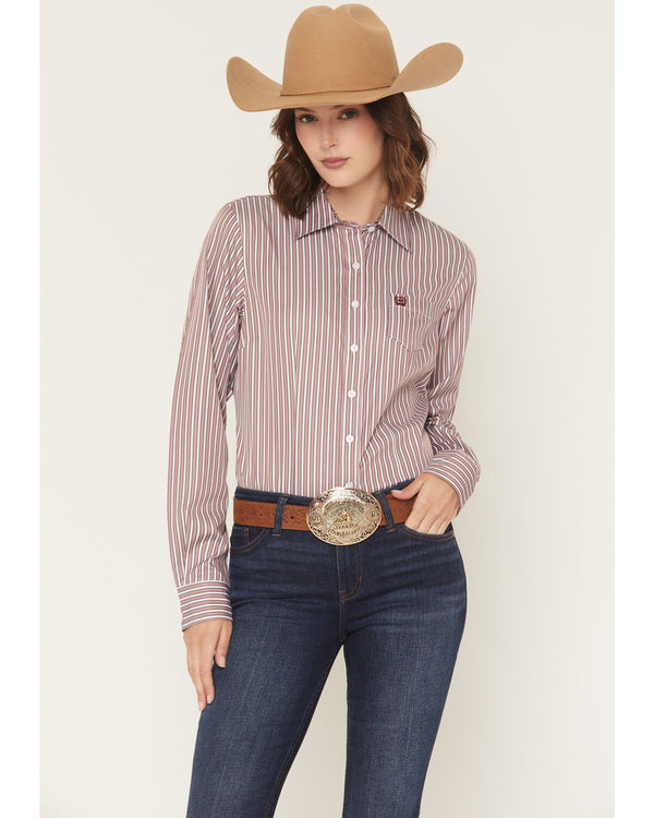Cinch Ladies Striped Long Sleeve Button Down - MSW9164263