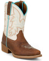 Justin Kids Whinny Cognac Ivory Water Buffalo Boots-JK2794