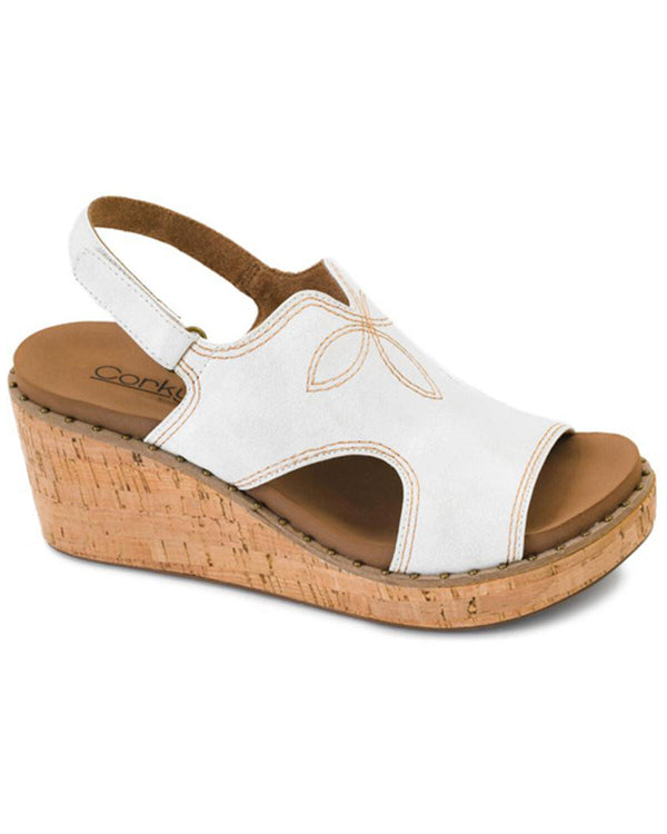 Corkys Darlin White Wedge Sandal - 41-0715-WHTE-Q