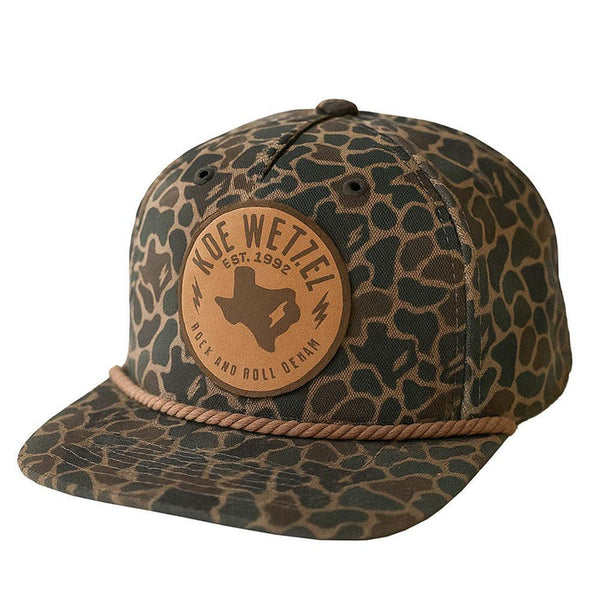 Rock & Roll Denim Koe Wetzel Rope Snapback Camo Cap - BU40X09329
