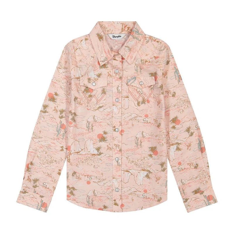 Wrangler Girl's Pink Print Western Shirt 112382658