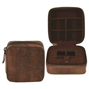 Trenditions JUSTIN SQ JEWELRY CASE BRN TOOLED 2139805BRN