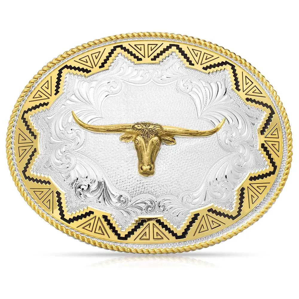 Montana Silversmiths Southwest Sun Large Buckle with Longhorn-2190-767M