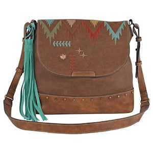 Trenditions CATCHFLY, CROSSBODY BROWN W/MULTI COLORED EMBROIDERED PATTERN 22029527