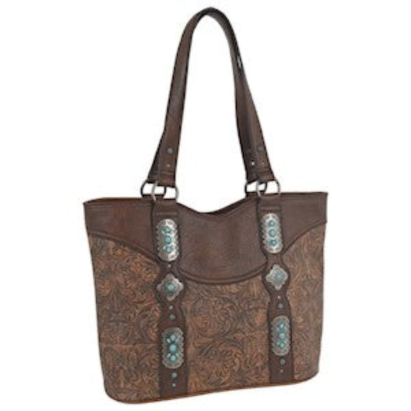 Justin Women's Tooled Pattern w/Custom Conchos Tote 23051491