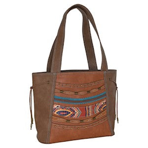 Trenditions CATCHFLY TOTE TONAL BROWN W/SCARF ACCENT & MIXED METAL STUDS 23193598