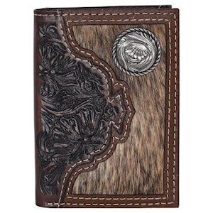 Trenditions JUSTIN MENS TRIFOLD WALLET HAIR ON W/ TOOLED YOKE 23205765W1