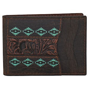 Trenditions RED DIRT BIFOLD CARD CASE TOOLED ACCENT W/TURQUOISE DESIGN 23225880M3
