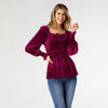 Coco and Carmen Ladies Lulu Pleated Velour Top-2449018