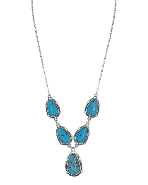 Justin Ladies Teardrop Stone Necklace-2510090281