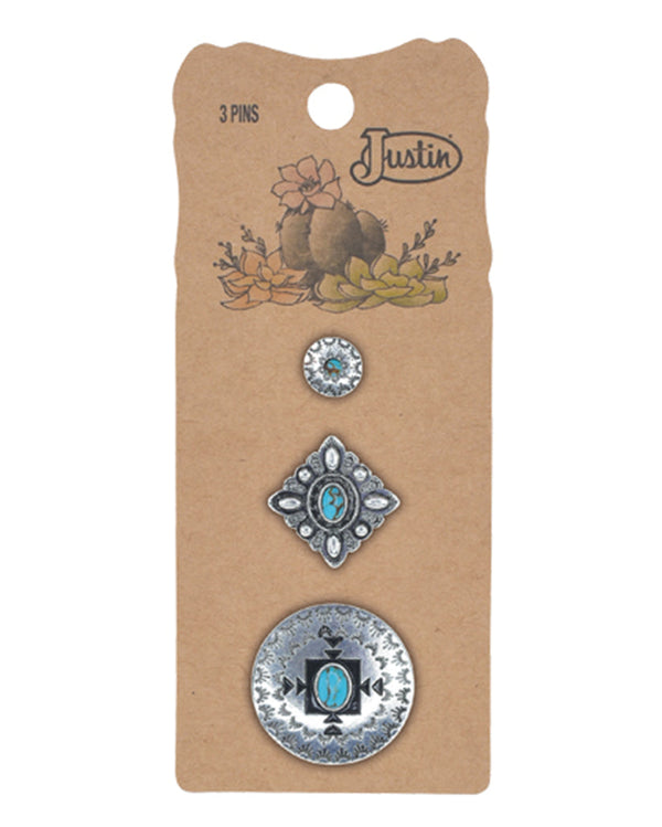 Justin Hat Pin 3 Pack Small Concho - 2510101221