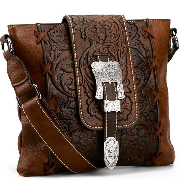 Justin Ladies Crossbody Embossed W/Buckle - 2520619021