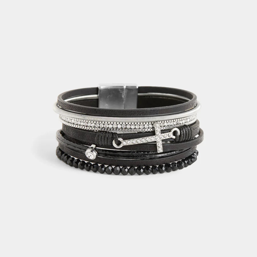 Coco & Carmen Sparkle Cross Magnetic Bracelet - 2535339D