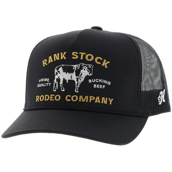 "Rank Stock" Hat Black w/Yellow & White Stitching - 2562T-BK