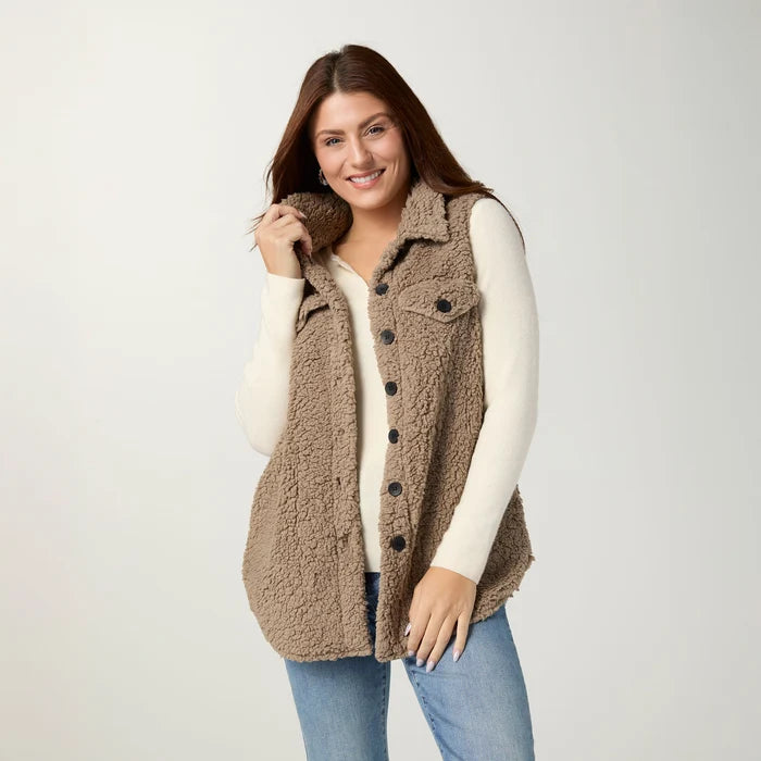 Coco + Carmen Ladies Ronnie Long Vest with Pockets 2639063B