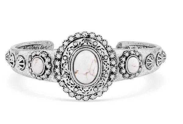 Montana Silversmiths White Buffalo Stone Heaven's Halo Cuff Bracelet BC6018