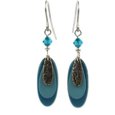 Silver Forest Layered Oval Earrings-NE-1781