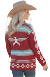 Cruel Girl Denim Ladies Red Aztec Cardigan  - CWK7482001