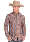 Rock & Roll Mens Tek Stripe Printed LS Pearl Snap -BMN2S09459