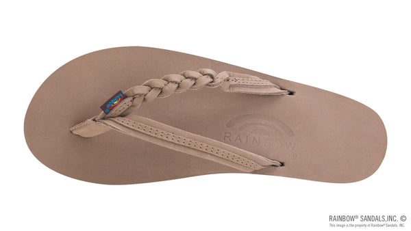 Ladies Rainbow Flirty Braidy - Single Layer Premier Leather 1/2" Narrow Strap with Braid