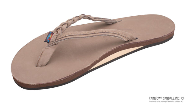 Ladies Rainbow Flirty Braidy - Single Layer Premier Leather 1/2" Narrow Strap with Braid