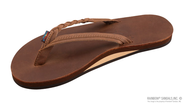 Ladies Rainbow Flirty Braidy - Single Layer Premier Leather 1/2" Narrow Strap with Braid