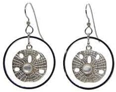 Silver Forest Silver Sand Dollar in Circle Pierced Earrings - NE-1955
