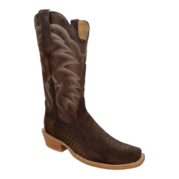 R. Watson Men's Chocolate Sueded Ostrich Leg Boots RW4802-1