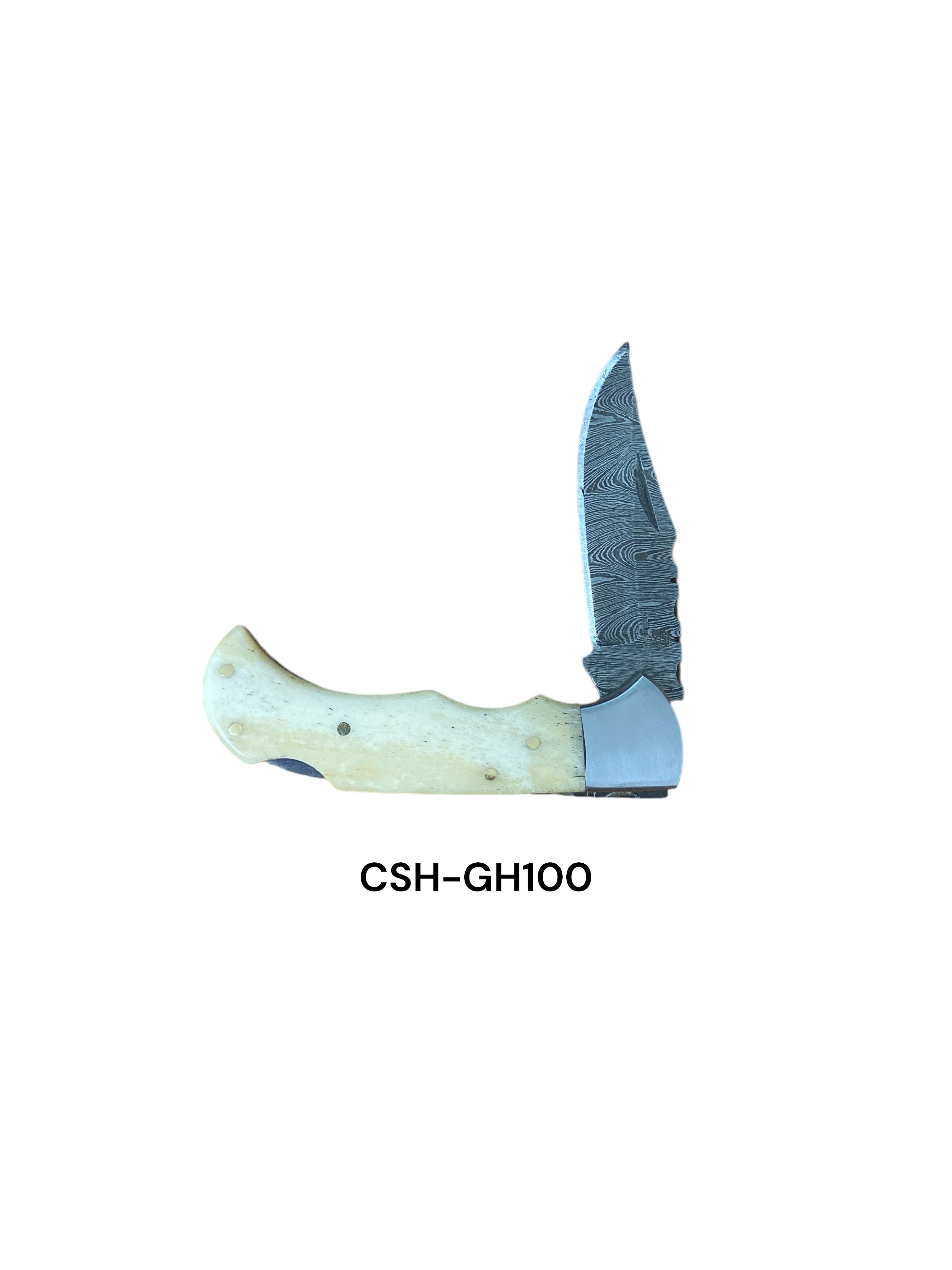 Damascus Bone Lockback Folding Pocket Knife CSH-GH100