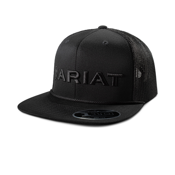Ariat Black 6 Panel Structured Men's Snapback Cap with Embroidery A300091801