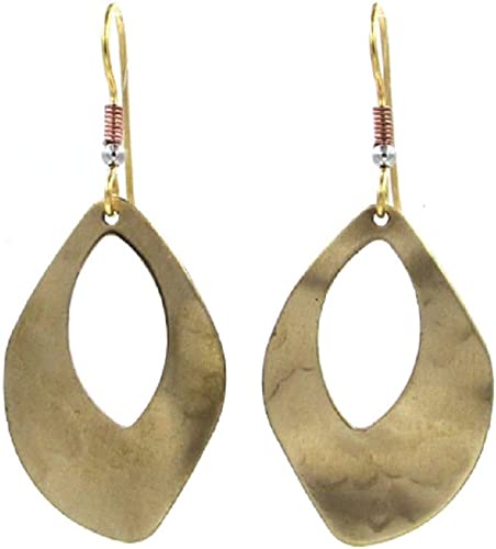 Silver Forest Gold Overlay Hammered Oranic Shape Earrings NE-1680
