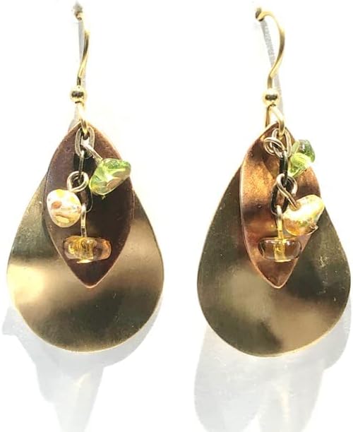 Silver Forest Layered Shapes with Drops and Beads Pierced Earrings - NE-2010