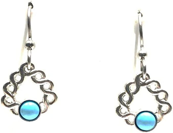 Silver Forest Woven Soft Triangle with Turquoise Stone Pierced Earrings NE-1913A