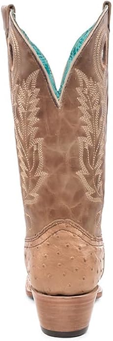 Ladies Corral Honey Ostrich Embroidery & Cut Out Square Toe - A4561