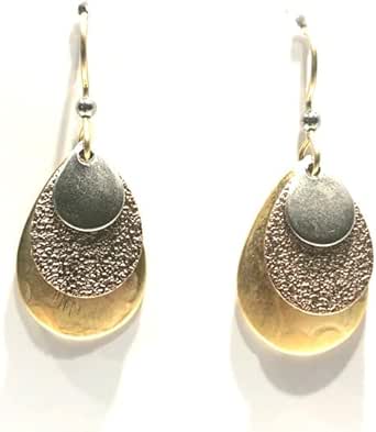 Silver Forest Layered Triple Tear Mixed Metals Earrings - NE-0496A