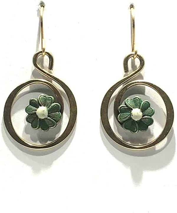Silver Forest Coil with Green Flower Accent NE-1754C