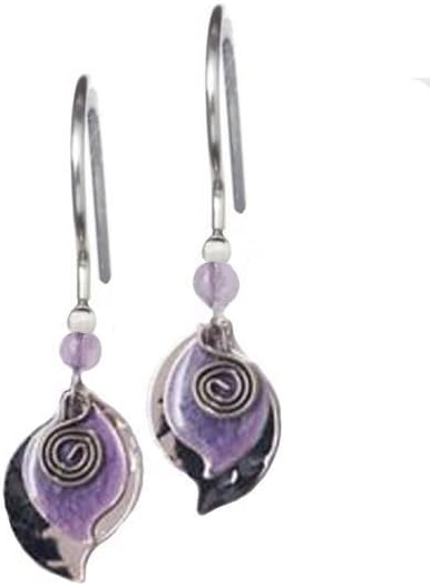 Silver Forest Surgical Steel Silver Paisley with Purple Earrings - NE-0068A