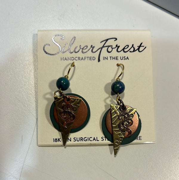 Silver Forest Earrings Layered Shapes & Swirls - NE2151