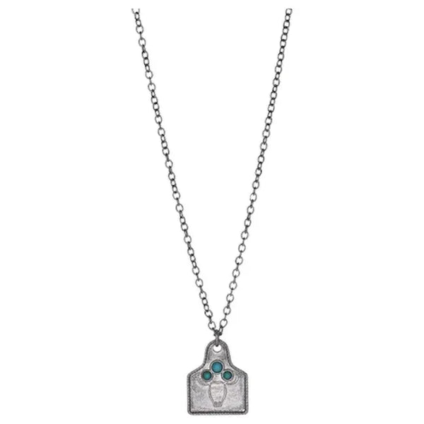 Justin Necklace Cow Tag W/Steer Head - 23148NJ1