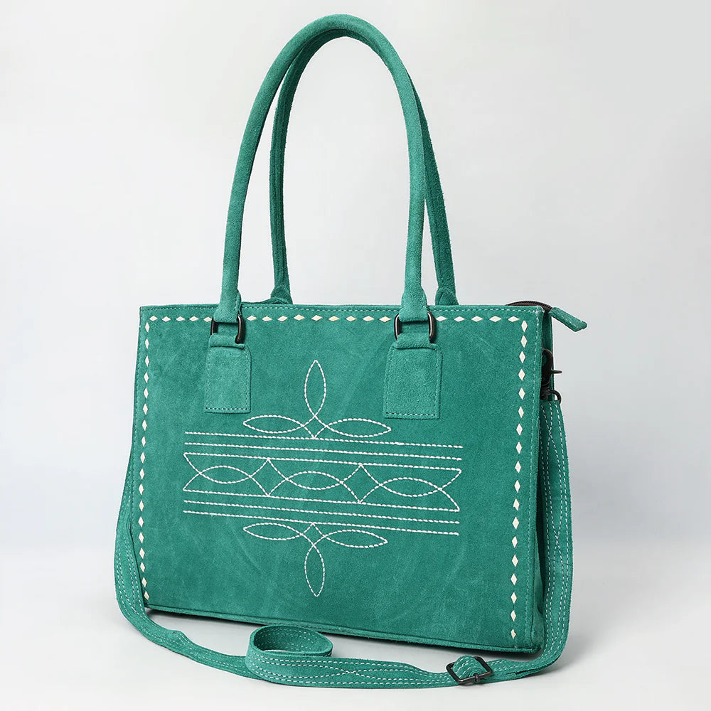 American Darling Large Suede Tote Green in color with Concealed Carry area ADBG1553A