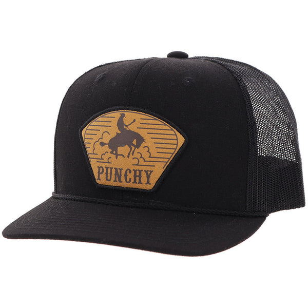 Hooey Cavvy Punchy Black with Leather Patch Ball Cap-5035T-BK