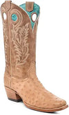 Ladies Corral Honey Ostrich Embroidery & Cut Out Square Toe - A4561