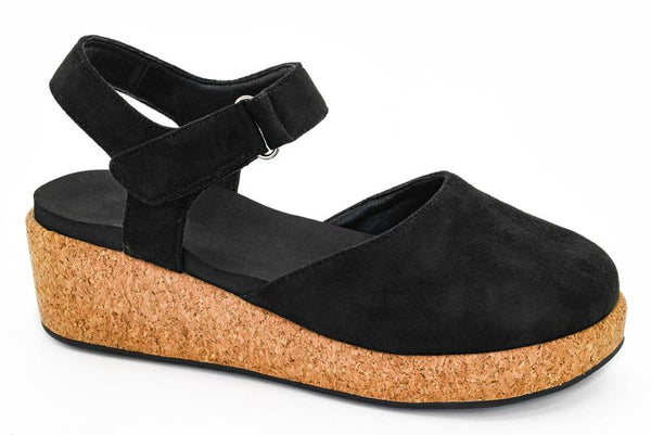 Corky All In Wedge - Black Faux Suede - 10-0222-BKFS-Q