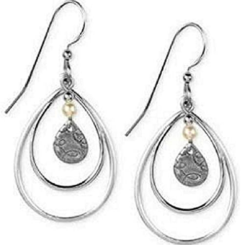 Silver Forest Earring Surgical Steel Silvertone Teardrop Dangle - NE-0906