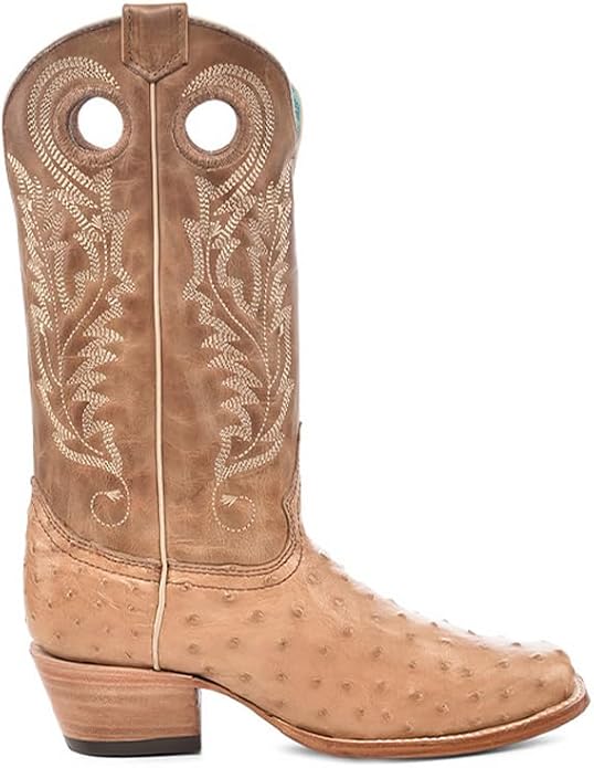 Ladies Corral Honey Ostrich Embroidery & Cut Out Square Toe - A4561