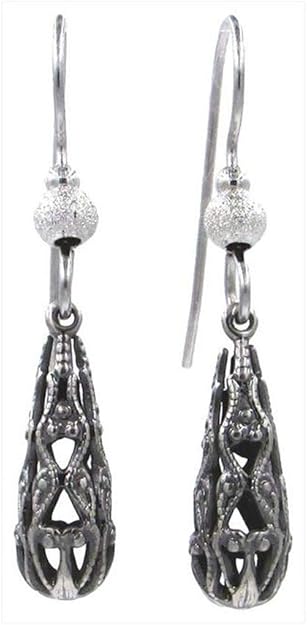 Silver Forest Silver Tone Filigree Drop Earrings-NE-1625
